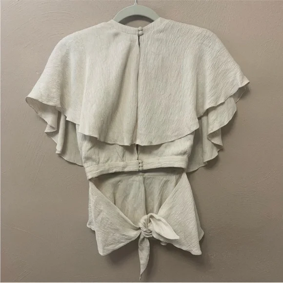 Johanna Ortiz Amor Es Belted Textured Crepe Top Cream White Beige Size 0 New NWT - Picture 6 of 12